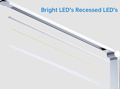 Ambertronix Rechargeable Cordless LED Desk Lamp, 5 Brightness & 5 Lighting Modes, USB Charging Port, Aluminum Arms, Portable, Dimmable, Touch Control, Auto Timer (White)