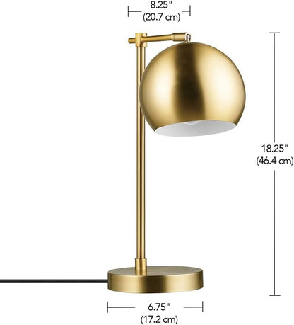 Globe Electric 52915 Molly 18" Desk Lamp, Matte Brass, Black Fabric Cord, in-Line On/Off Rocker Switch, Title 20 LED Bulb Included