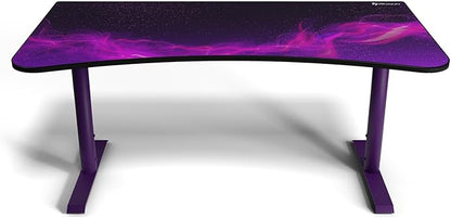 Arozzi Arena Special Edition Ultrawide Curved Gaming and Office Desk with Full Surface Water Resistant Desk Mat Custom Monitor Mount Cable Management Cut Outs - Purple Galaxy