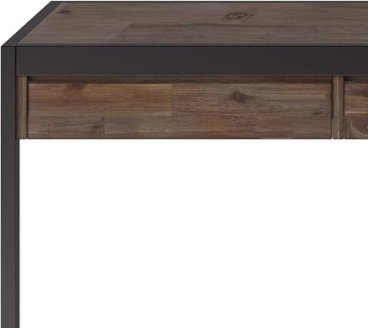 SIMPLIHOME Erina SOLID WOOD and Metal Modern Industrial 72 inch Wide Home Office Desk, Writing Table, Workstation, Study Table Furniture in Rustic Natural Aged Brown with 2 Drawers