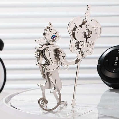 3D Metal Puzzles Toys The Meow Meow Family King and Princess Cat DIY Handmade Assembled Model Kits Ornaments Christmas New Year and Birthday Gifts for Adult (Iran Fan Elder Cat Silver)