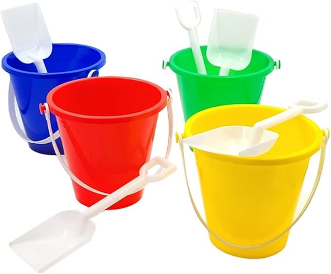 The Dreidel Company Beach Day Playsets, Play Set Includes 1 Sand Bucket, 1 Shovel, Birthday Treats for Boys and Girls, Party Favors for Children, 5.25" Beach Set (24-Pack)