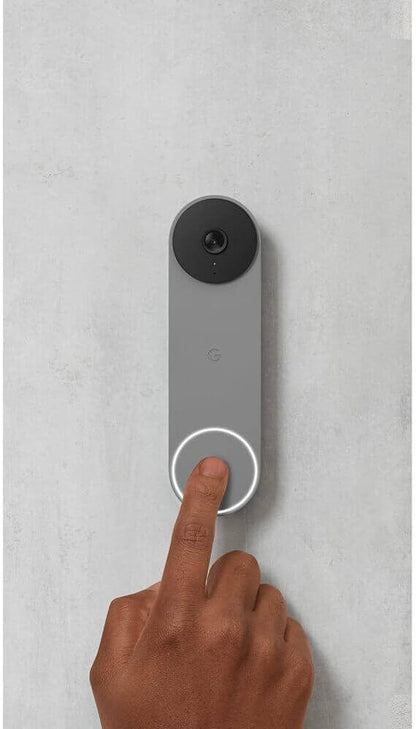 Google Nest Doorbell (Battery) - Ash | 6x digital zoom video doorbell, HD, 24/7 live view, Night vision, HDR, works with Google Home & Gemini