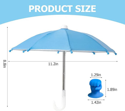Phone Umbrella Stand, Sun Shade Mini Umbrella for Cell Phone with Adjustable Fist Style Suction Cup, Universal Anti-Glare Sun Visor for Outdoor