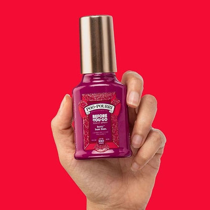 Poo-Pourri Berry Bum Bum Before-You-Go Toilet Spray To Trap Odors and Leave Bathrooms Smelling Great, with a Blend of Cranberry, Clove and Honey Essential Oils for a Holiday Scent Poo Spray, 2 oz