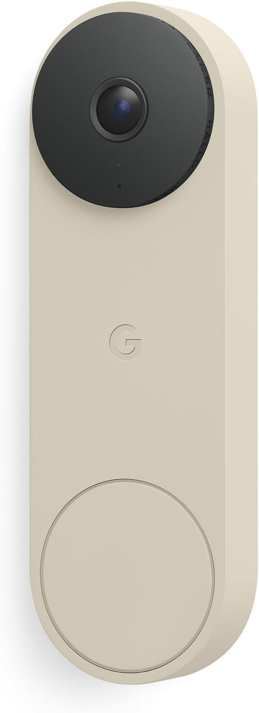 Google Nest Doorbell (Wired, 3rd Gen) - 2K Video, Live View - 2025 - Linen | Video doorbell, 2K HDR, intelligent alerts, color night vision, 2-way audio, works with Google Home & Gemini