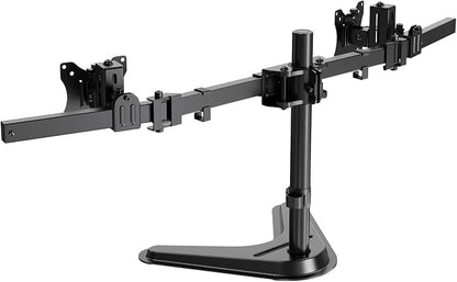 Dual Monitor Stand fits 17-32 inch, Free Standing Heavy Duty Monitor Mount | Precise Slide, Tilt, Swivel, Rotate and Height Adjust, 19.8 lbs per Arm, VESA 75/100mm