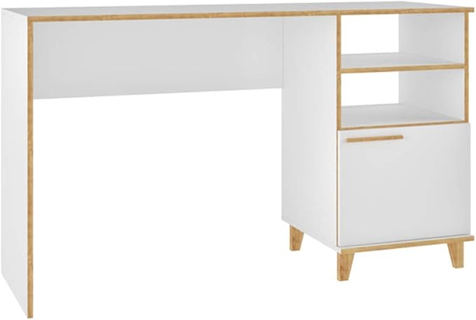 Manhattan Comfort Minetta Mid-Century Modern Home Office Desk, White