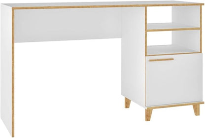Manhattan Comfort Minetta Mid-Century Modern Home Office Desk, White
