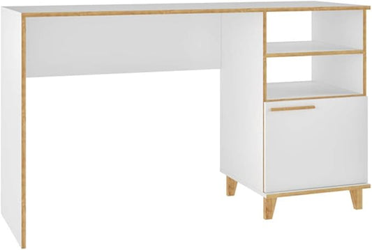 Manhattan Comfort Minetta Mid-Century Modern Home Office Desk, White