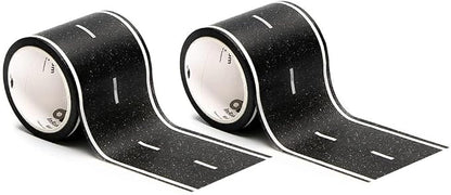 PlayTape Road Tape for Toy Cars - Sticks to Flat Surfaces, No Residue; 2-Pack of 30 ft. x 2 in. Asphalt Road