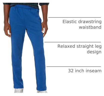 Amazon Essentials Men's Relaxed Straight Leg Fleece Open Bottom Sweatpant (Available in Big & Tall)
