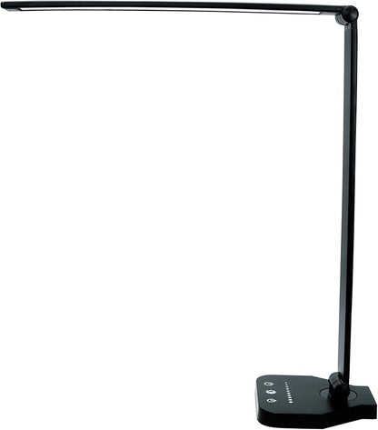 LED Desk Lamp Dimmable Table Reading Lamp with USB Charging Port, 5 Lighting Modes, Sensitive Control, 30/60 Minutes Auto-Off Timer, Eye-Caring Office Lamp (Black)