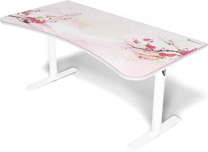 Arozzi Arena Special Edition Ultrawide Curved Gaming and Office Desk with Full Surface Water Resistant Desk Mat Custom Monitor Mount Cable Management Cut Outs - Sakura