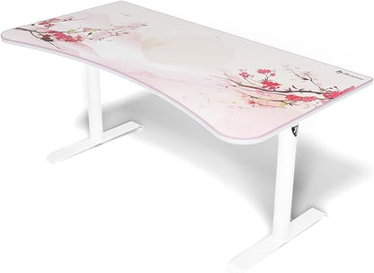 Arozzi Arena Special Edition Ultrawide Curved Gaming and Office Desk with Full Surface Water Resistant Desk Mat Custom Monitor Mount Cable Management Cut Outs - Sakura