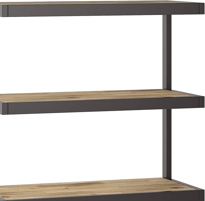 SIMPLIHOME Erina SOLID ACACIA WOOD 36 Inch Rectangle Modern Industrial Bookcase in Distressed Golden Wheat, for The Living Room, Study Room and Office