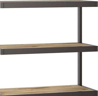 SIMPLIHOME Erina SOLID ACACIA WOOD 36 Inch Rectangle Modern Industrial Bookcase in Distressed Golden Wheat, for The Living Room, Study Room and Office