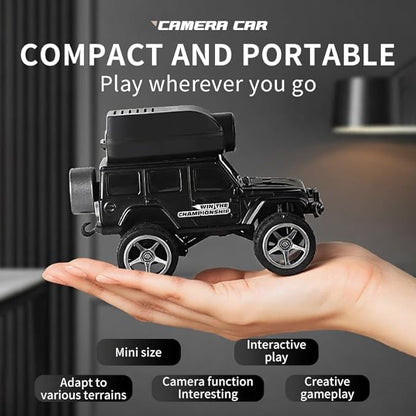 1:64 Mini FPV RC Car, Alloy Crafted Remote Control Truck with HD Camera & Real-Time Video Transmission, Dual Mode Control(App & Remote), Decorative LED Lights, Toy Gift for Adults & Kids