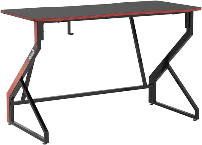 CubiCubi Simple Gaming Desk Z Shaped 40 inch Gamer Workstation, Home Computer Carbon Fiber Surface Gaming Desk PC Table with Headphone Hook