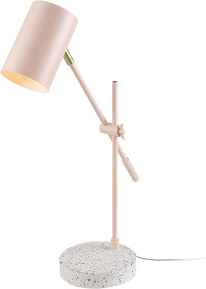 Globe Electric 30292 18" Desk/Table Lamp, Matte Pink, Matte Brass Accent, Terrazzo Base, Adjustable Height, Balance Arm, in-Line Rocker On/Off Switch, Adjustable Lamp, Home Office Accessories