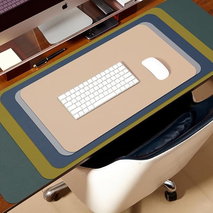 Leather Desk Mat - Non-Slip PU Desk Pad for Office and Home - Desk Organization and Accessories - Ideal for Large Mouse Pad and Desk Mats on Top of Desks (Light Green,27.6"x 13.8")