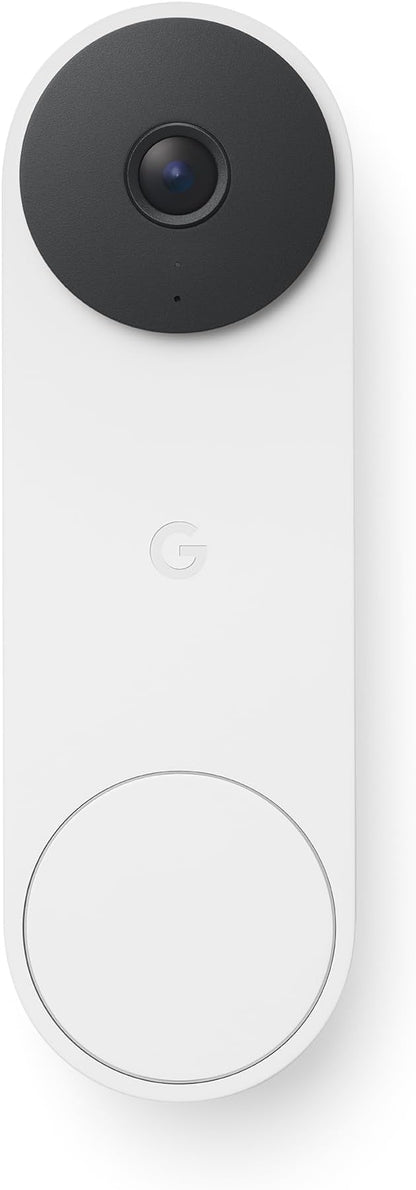 Google Nest Doorbell (Wired, 3rd Gen) - 2K Video, Live View - 2025 - Snow | Video doorbell, 2K HDR, intelligent alerts, color night vision, 2-way audio, works with Google Home & Gemini
