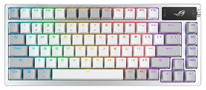 ASUS ROG Azoth Wireless Mechanical Gaming Keyboard – 75% TKL, Tri-Mode Connectivity, Hot Swappable Pre-lubed ROG NX Storm Clicky Switches, PBT Keycaps, RGB, OLED Display, PC/Mac Support - White