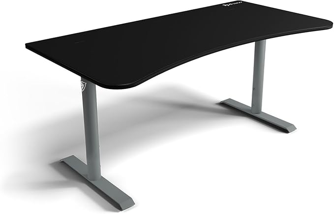 Arozzi Arena Ultrawide Curved Gaming and Office Desk with Full Surface Water Resistant Desk Mat with 3 Custom Monitor Mount Cut Outs and Under The Desk Cable Management Netting - Frozen Grey