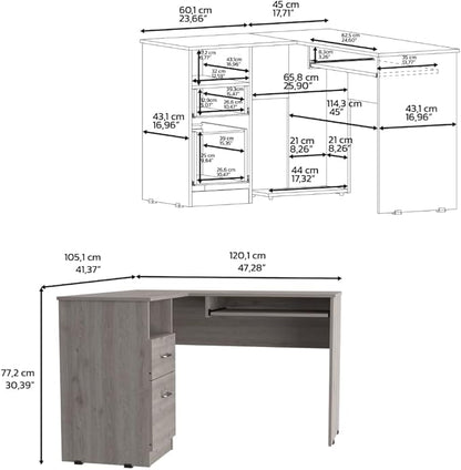 NicBex Kimberly-DW-00197-LWJ Home Office Desks, 47.2"x41.3"x30.4", Gray-1