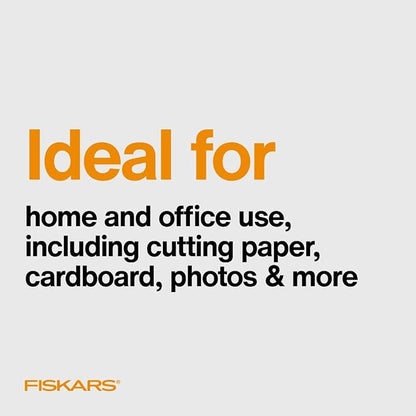 Fiskars 8" SoftGrip Everyday All Purpose Scissors, Office & Crafts, Grey | For Paper, Cardboard & Photos, Precision Stainless Steel Blades, Ergonomic SoftGrip Handles for Comfort & Control