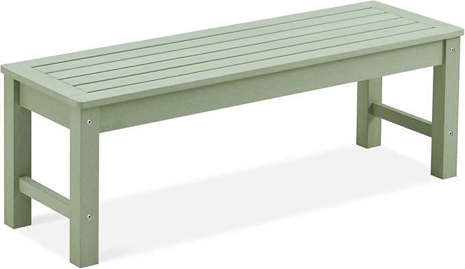 Psilvam Outdoor Bench, Two Person Poly Lumber Porch Bench, Weatherproof Garden Bench That Never Rot and Fade, All-Weather Patio Bench Suit for Garden, Porch, and Park (Green)