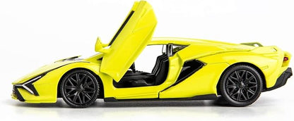 BDTCTK Lamborghini Sián FKP37 Diecast Car Models,1/36 Zinc Alloy Toy Pull Back Vehicles Toy Cars for Toddlers Kids Boys Girls Gift (Yellow)