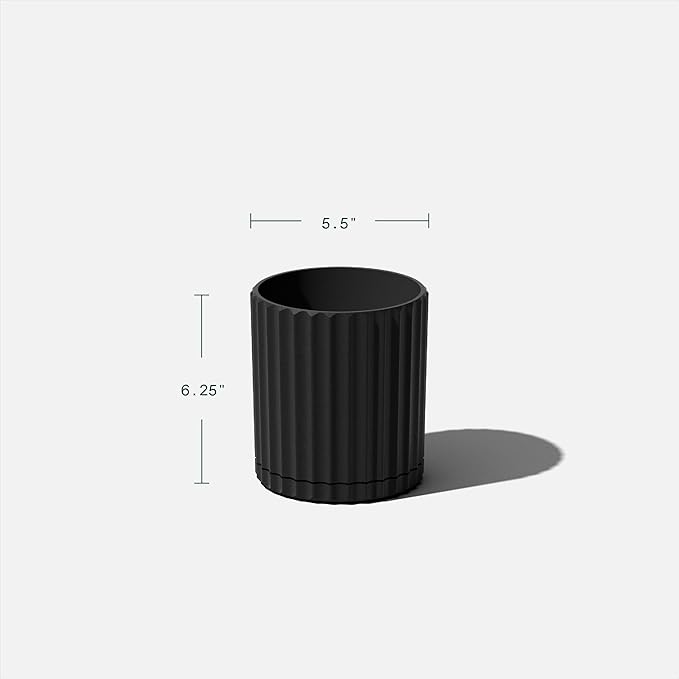 Veradek Demi Series Demi 6" Planter w/Tray - Black, 2 Pack