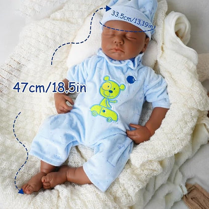 Boy 18.5 Inch, Full Silicone Baby Doll, Reborn Baby Dolls Silicone Full Body, Realistic Baby Dolls, Newborn, Not Vinyl, with Gift Box