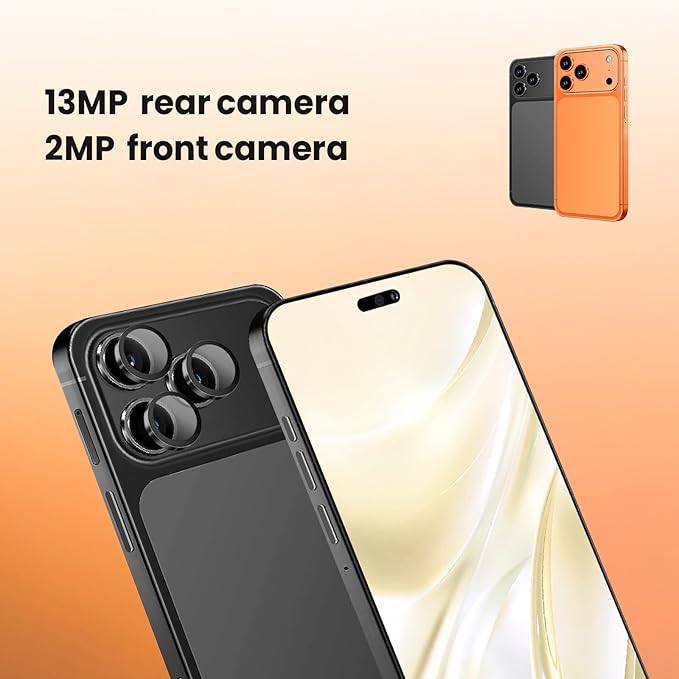 Unlocked 4G LTE Android Phone, 6.6-inch Screen, 3GB RAM + 16GB ROM/TF 256GB, Dual SIM, Dual Camera, Suitable for Beginners (97orange)