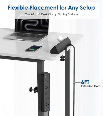 Jgstkcity Desk Clamp Power Strip USB C,40W Total Fast Charging Station,4 PD 20W USB C Ports,Desk Edge Mount Surge Protector,5 Outlets,Fit 1.96" Tabletop Edge,ETL Listed | 1200J,Total 40W Charging Hub,5 Outlets & 6 USB, 6FT Extension Cord, Fits 1.96" De...