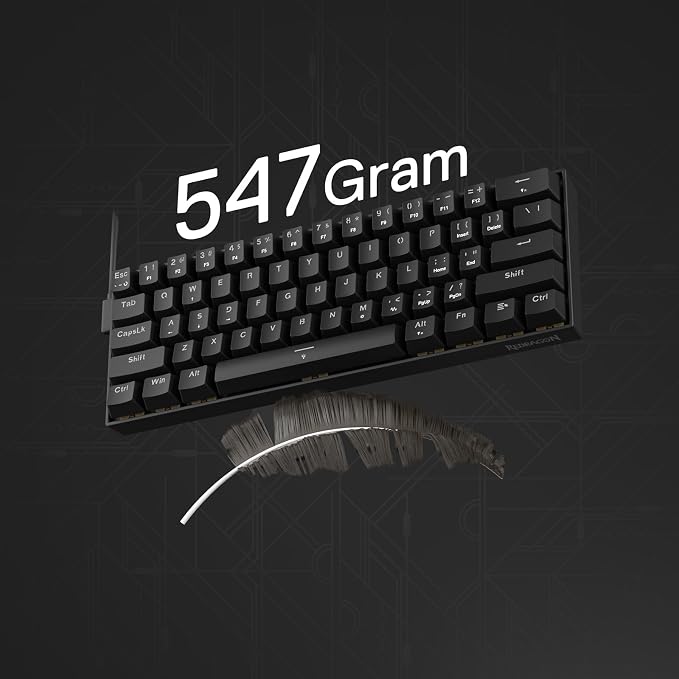 Redragon K617 HE Wired Hall-Effect Rapid Trigger Magnetic Gaming Keyboard | 8K Polling Adjustable Actuation, 61 Keys Design for More Room to Aim, Swap-Ready Socket for Mod, RGB Pro Software Supported