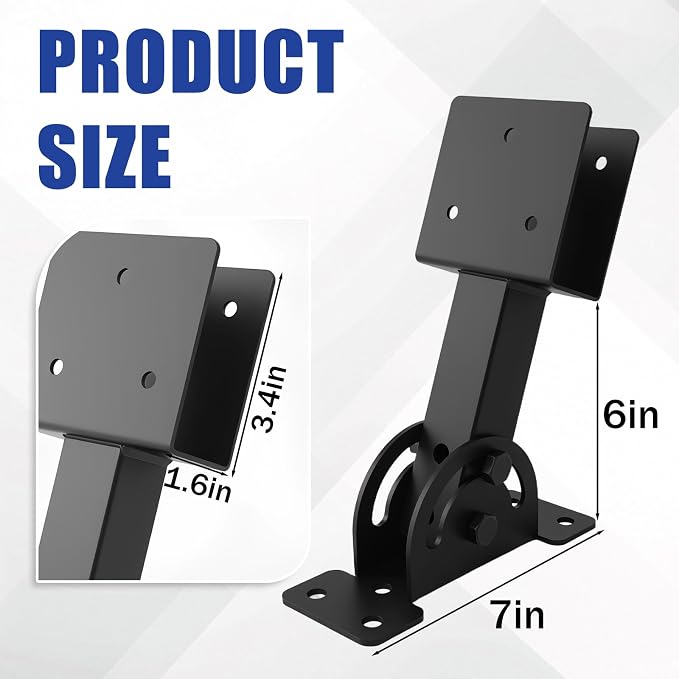 3 Pcs 2“x 4”Heavy Duty Roof Riser Brackets Kit | Adjustable Height Angle Pergola Brackets|Roof Riser Beam Bracket for Gazebos|Carports|and Patios