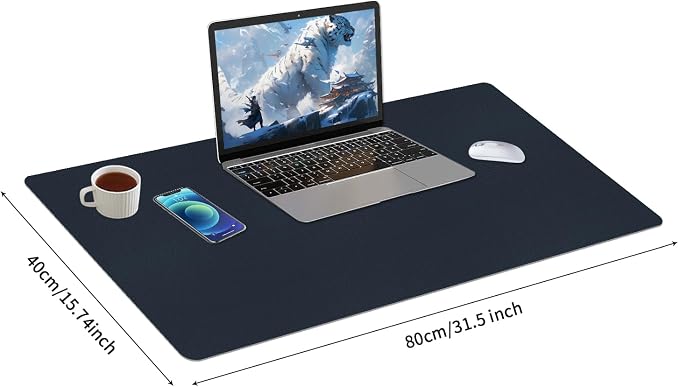 Bloss Dark Blue Desk Mat, Desk Matt for Desktop, Waterproof Large Leather Keyboard Mat, Computer Mat for Office/Home/Decor(31.5 x 15.7 Inches)