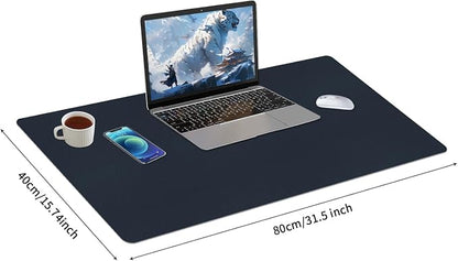 Bloss Dark Blue Desk Mat, Desk Matt for Desktop, Waterproof Large Leather Keyboard Mat, Computer Mat for Office/Home/Decor(31.5 x 15.7 Inches)