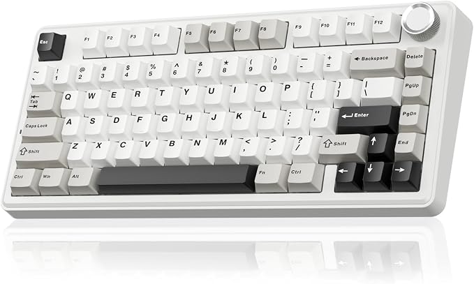 SOLAKAKA A75 75% Wireless Mechanical Keyboard, Hot Swappable Gaming Keyboard with Multifunction Knob & RGB, Gasket Mounted Creamy Keyboard, PBT Keycaps, Compact Layout for Win/Mac/PC