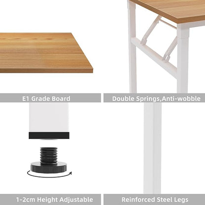 DlandHome Reversible L-Shaped Desk Large Corner Desk Folding Table Computer Desk Home Office Table Computer Workstation, ND11 (Teak + White)