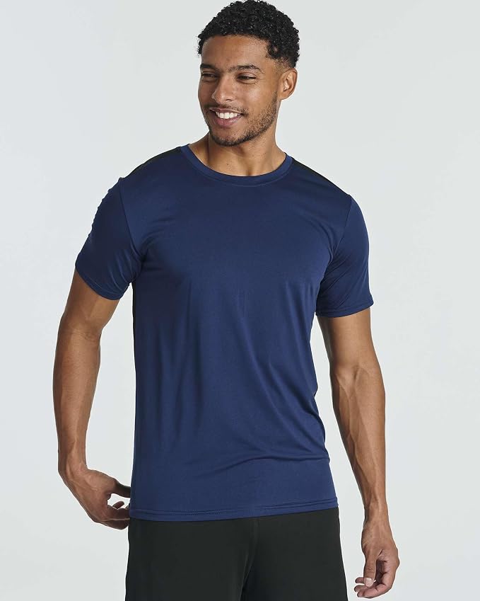 5 Pack Men's Dry Fit Short Sleeve T-Shirt Gym Workout Athletic Running Tee | Cooling, Moisture-Wicking, Crew Neck, Quick-Dry, Breathable, Active, Exercise, Fitness, Basketball, Cycling, Hiking, Tennis
