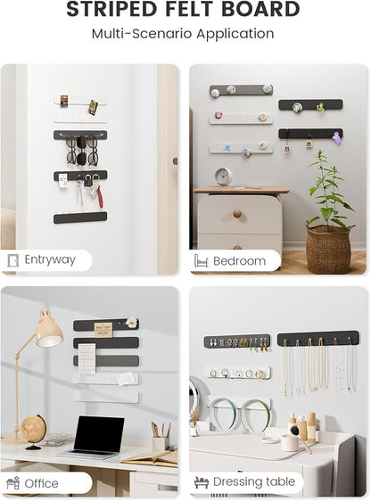 Fluxynara 13" x 2" Felt Wall Panels, Concrete Echo | 5-Pack Cork Board Alternative with 35 Push Pins, Adhesive Mounting for Bedroom Door or Home Office