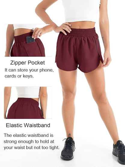 Blooming Jelly Women's Quick-Dry Running Shorts Workout Sport Layer Active Shorts with Pockets 1.75"