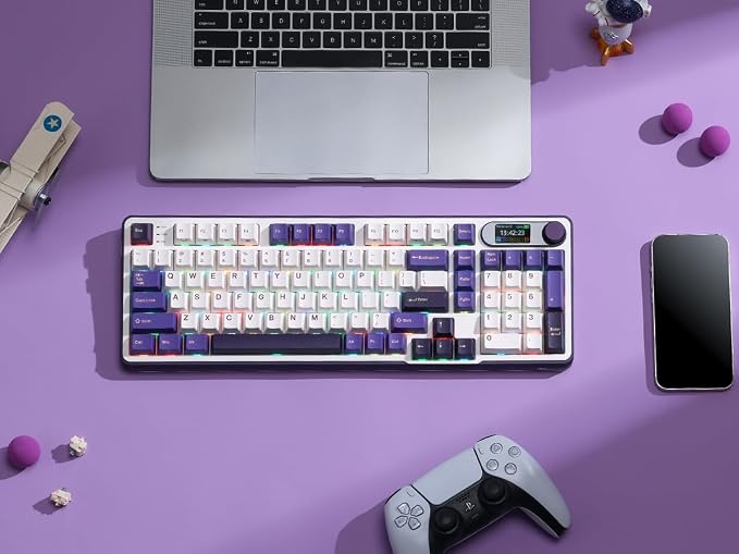 RK ROYAL KLUDGE S98 Wireless Mechanical Keyboard w/Smart Display & Knob | 96% Top Mount RGB Gaming Keyboard BT/2.4G/USB-C, Hot Swappable, Cushioned 5-Layer Noise Dampening, Massive Battery, 98 Keys