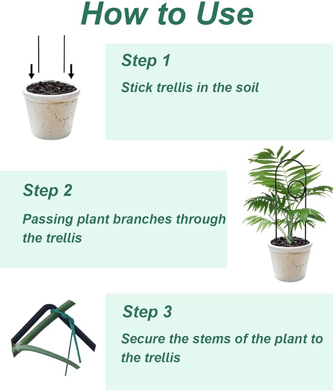Small Plant Trellis for Climbing Plants Indoor - 13.8 Inch Trellis Indoor with Different Patterns for Vine Ivy Flower Plant Support, Metal Garden Trellis for Potted Plants, Set of 4 (Black)