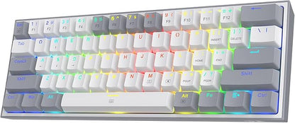 Redragon K617 Wired 60% Compact Hot-Swap RGB Gaming Mechanical Keyboard | 61 Keys Design for More Room to Aim, Swap-Ready Socket for Mod, Vibrant 20-Mode Lighting Hype Vibing, Pro Software Supported