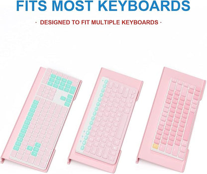 WINFFOR Comfortable Computer Keyboard Stand - Ergonomic Keyboard Riser Acrylic Tilted Keyboard Holder for Easy Typing&Working at Home Office - Fits All Keyboard Sizes - 17'' Wide (Lightpink)