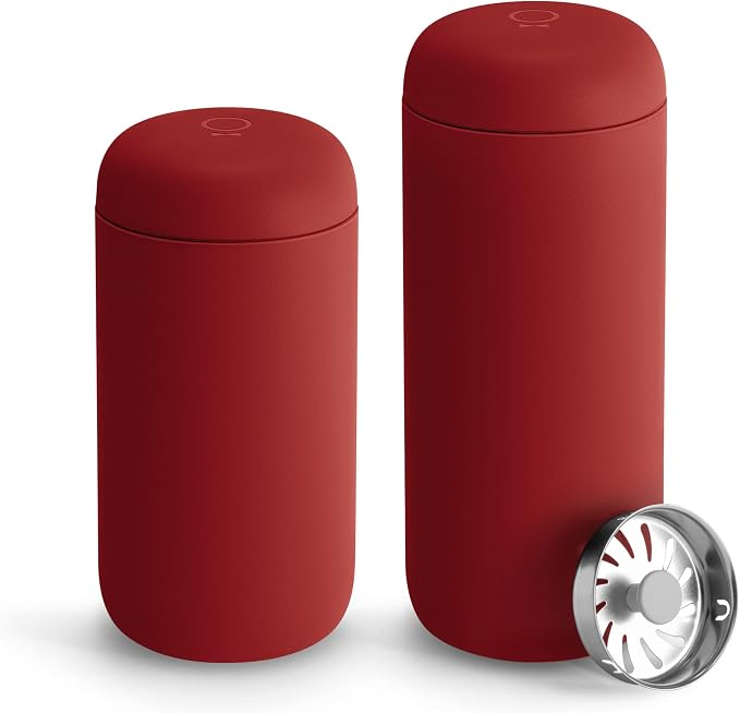 Fellow Carter Move Ceramic Lined Travel Coffee Mug 12 oz Stainless Steel | No Metallic Taste Coffee Tumbler, Leak-Proof Lid, Dishwasher Safe, Hot 12Hr Cold 24Hr, BPA-Free, Fits Cup Holders, Red